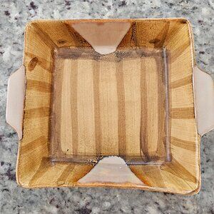 Sango, Splash Brown Pattern 9" Square Baking Dish 4951, vintage stoneware